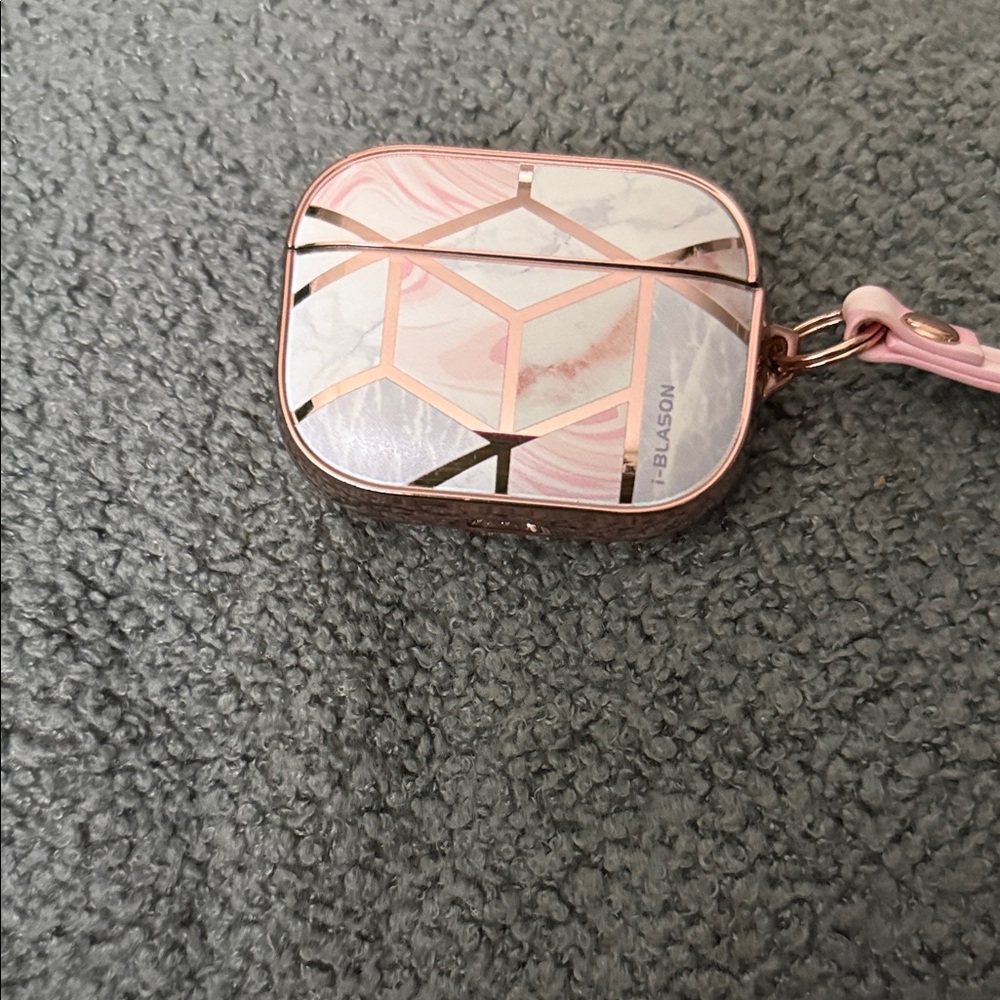 Pink and Silver Geometric AirPods Case
